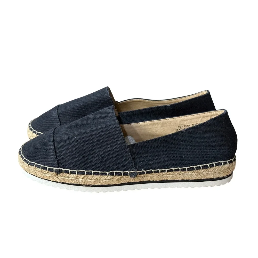 XOXO Laney Women‎ 7.5 M Black Canvas Espadrille Slip On Flat Shoes X0153600